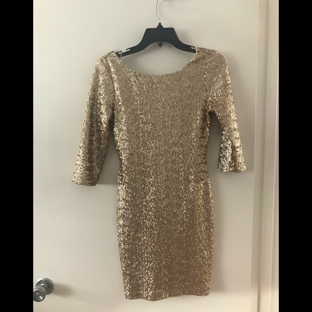Gold sequin mini dress-O